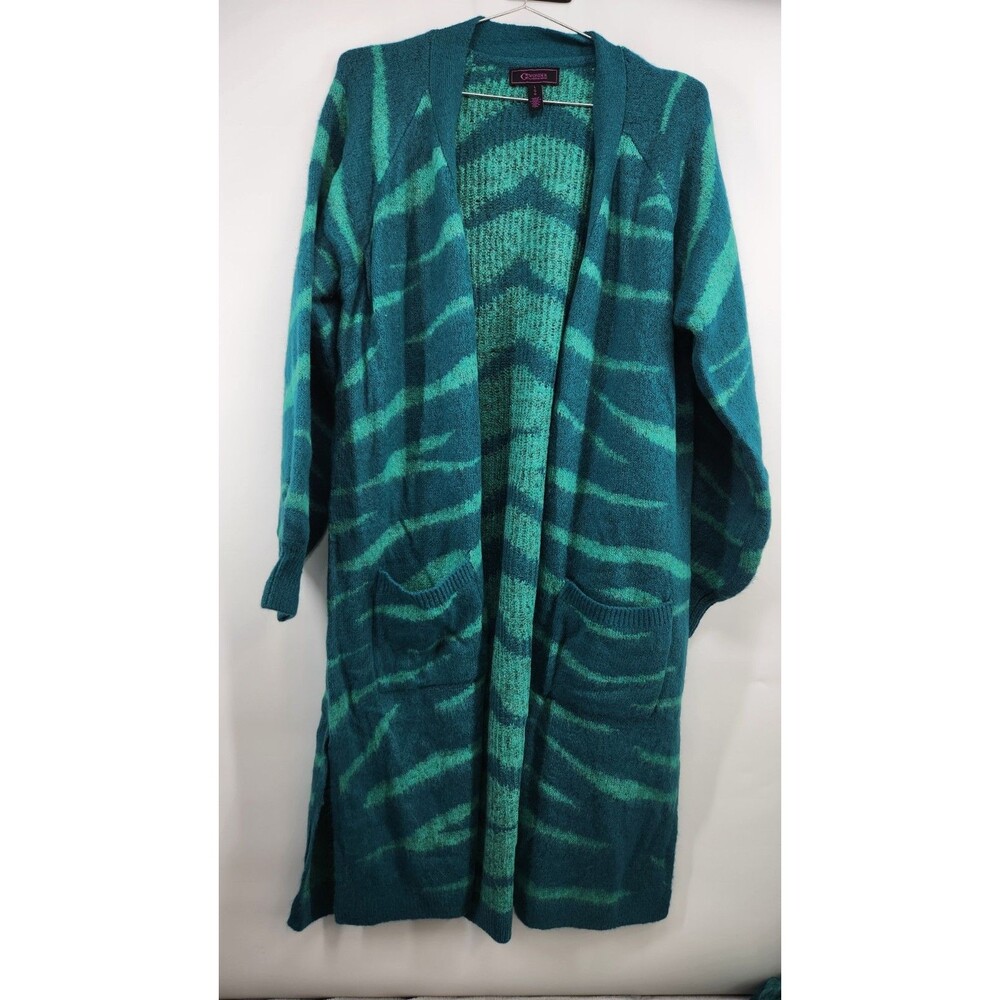 C.Wonder by Christian Siriano Large Teal Knit Cardigan Sweater NWOT